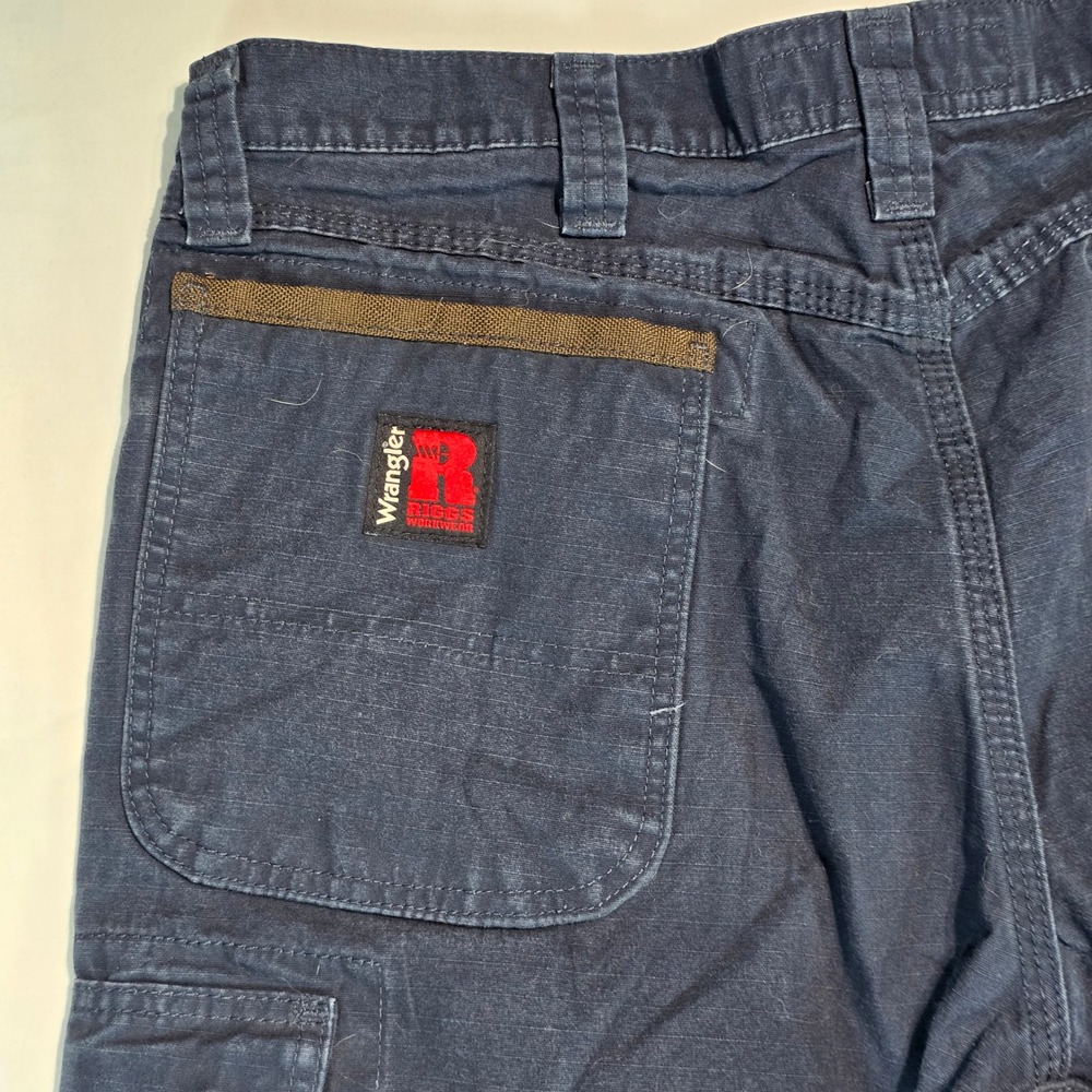 Wrangler Riggs Workwear Mens Navy Blue Ripstop Cargo Pants 35x32 103W060NY - Picture 7 of 16